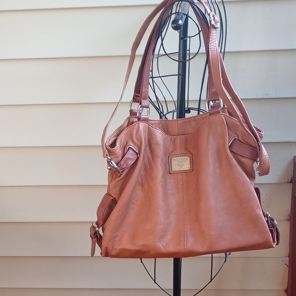 zagara Handbags - Zagara Elegant Tan Leather Shoulder And Cross Body Bag‎